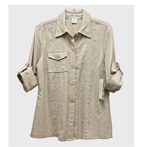 Details Womens Shirt Size M, Linen Cotton, Safari StyleButtondown, Collared, NWT